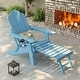 preview thumbnail 43 of 47, Bonosuki Folding Adirondack Chair with Retractable Ottoman and Cup Holder Lawn Outdoor Lounge Chair Lake Blue