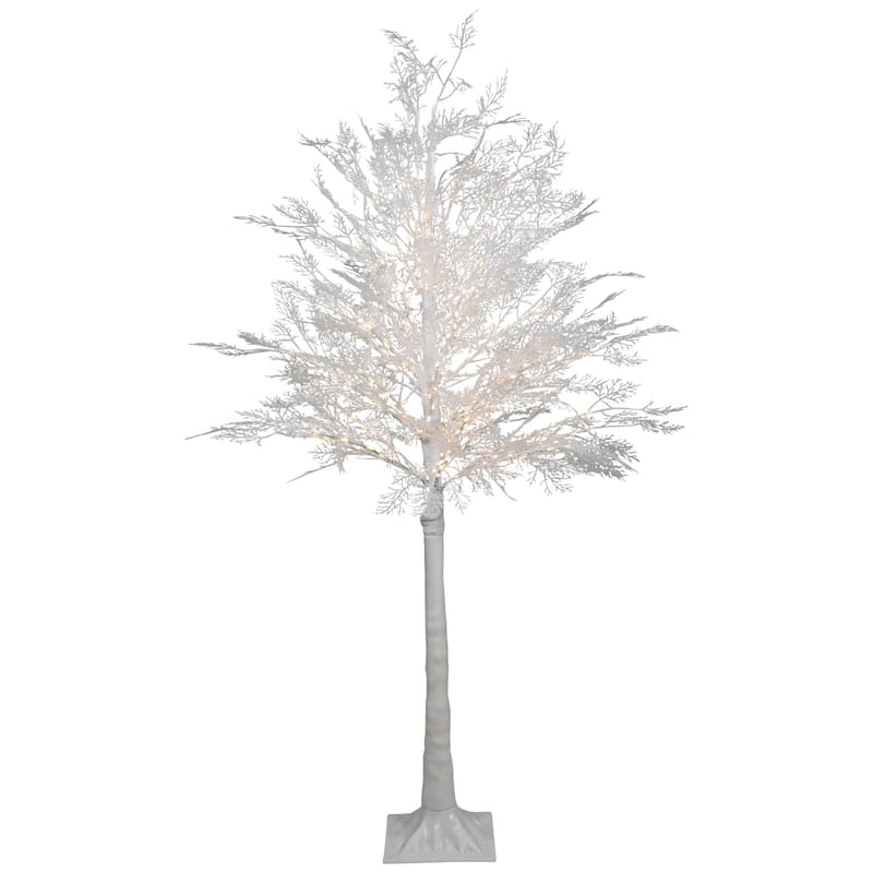 5' LED Lighted White Lace Artificial Christmas Tree Warm White Lights - 5 Foot