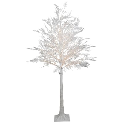 5' LED Lighted White Lace Artificial Christmas Tree Warm White Lights - 5 Foot