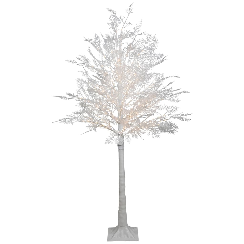 5' LED Lighted White Lace Artificial Christmas Tree Warm White Lights - 5 Foot
