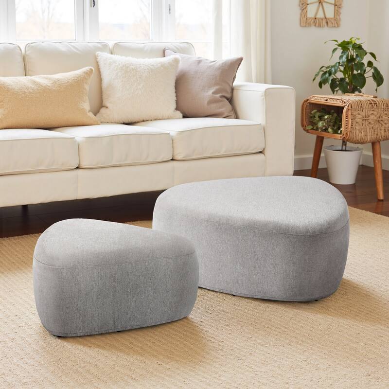 Leon 26"/43" W Chenille Triangle Cocktail Ottoman Set