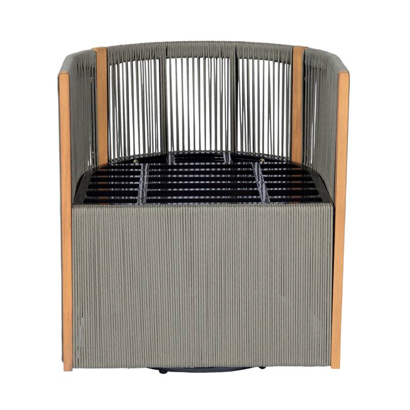 Christopher Knight Home - Roslyn 5-Piece Outdoor Acacia Wood Swivel Dining Set with Rope Woven Wicker Chairs & Round Slat Table