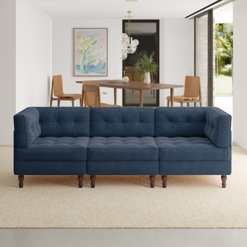Oversized Modular Sectional Corduroy Fabric Tufted Sofa