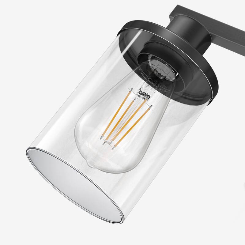YANSUN Modern 2-Light Bathroom Vanity Light Matte Black Wall Light with E26 Base and Transparent Glass Shades - 14.6 * 10 * 7.5