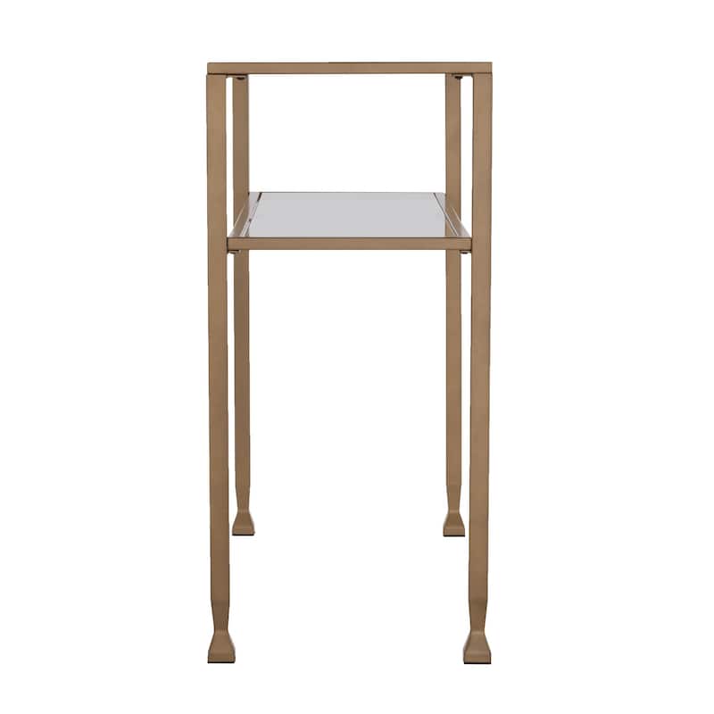 Clear Glass Console Table Gold Metal Frame with Shelves and 43" Rectangular - 42.5" L x 14.5" W x 30" H