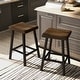 preview thumbnail 3 of 6, Industrial Oak & Black Metal Counter Height Stools (Set of 2) by Furniture of America