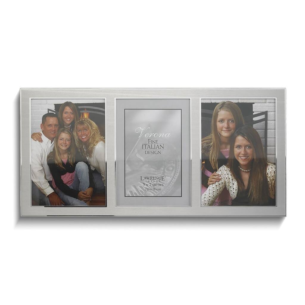 Curata Metro Brushed Silver-Tone Triple 5x7 Photo Frame