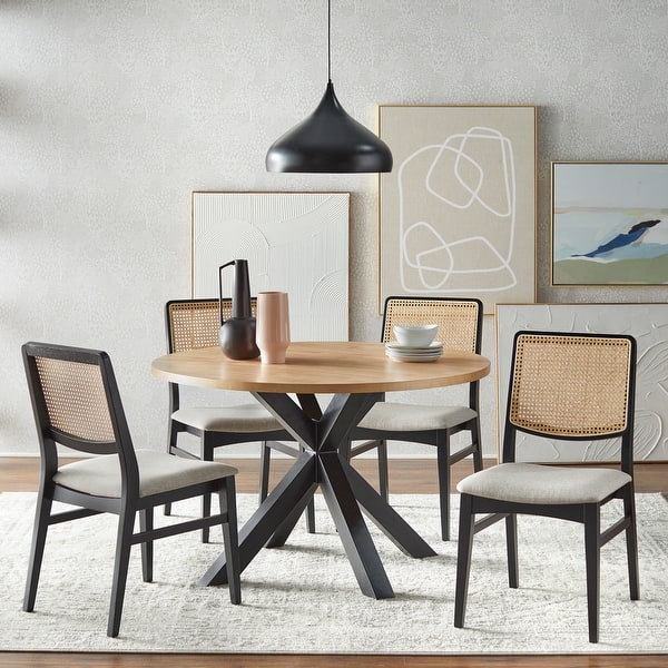 slide 2 of 11, Lifestorey Gilcrest 5-piece Cane Dining Set Natural/Black