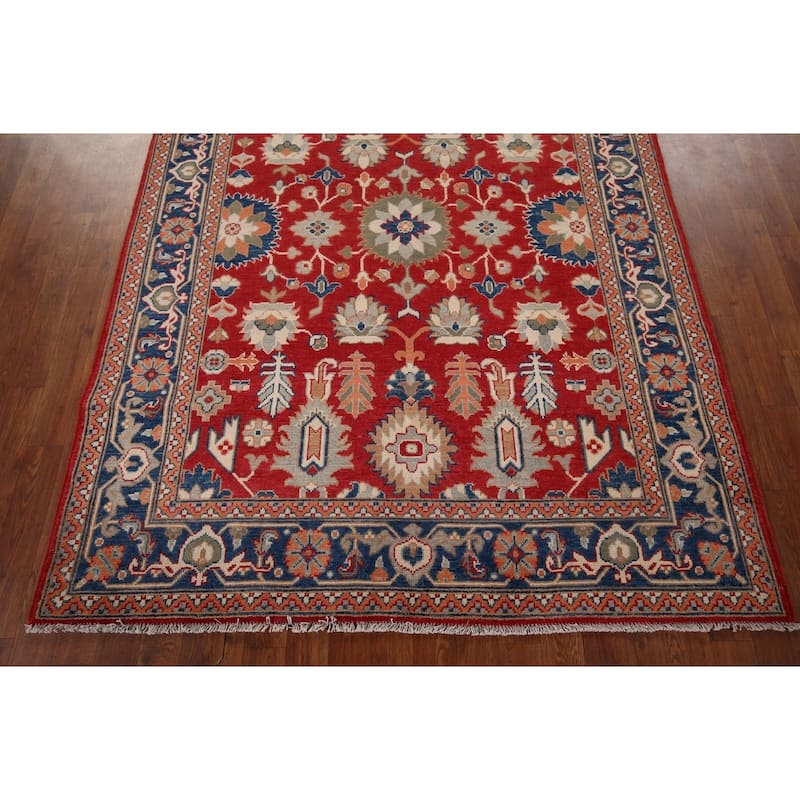 Red Oriental Kazak Area Rug Hand-Knotted Wool Carpet - 5'1" x 6'7"
