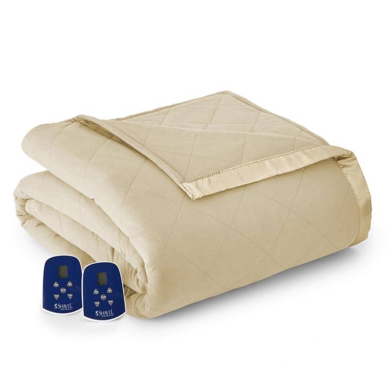 Shavel Micro Flannel® Quilted Electric Heated Blanket - Twin - Chino