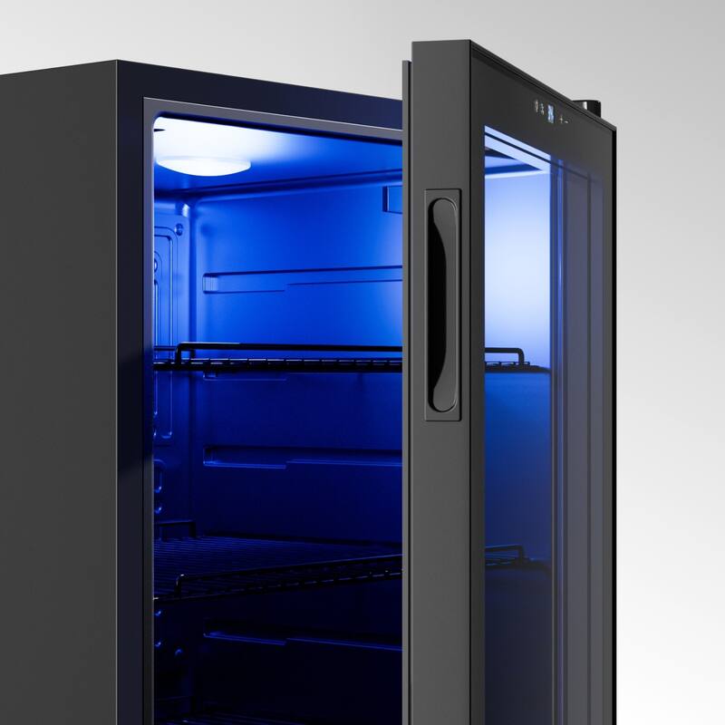 Yeego 3.1 Cu.Ft Beverage Cooler, Glass Door Mini Fridge with Digital Control, Quiet Cooling, Built-in or Freestanding Use