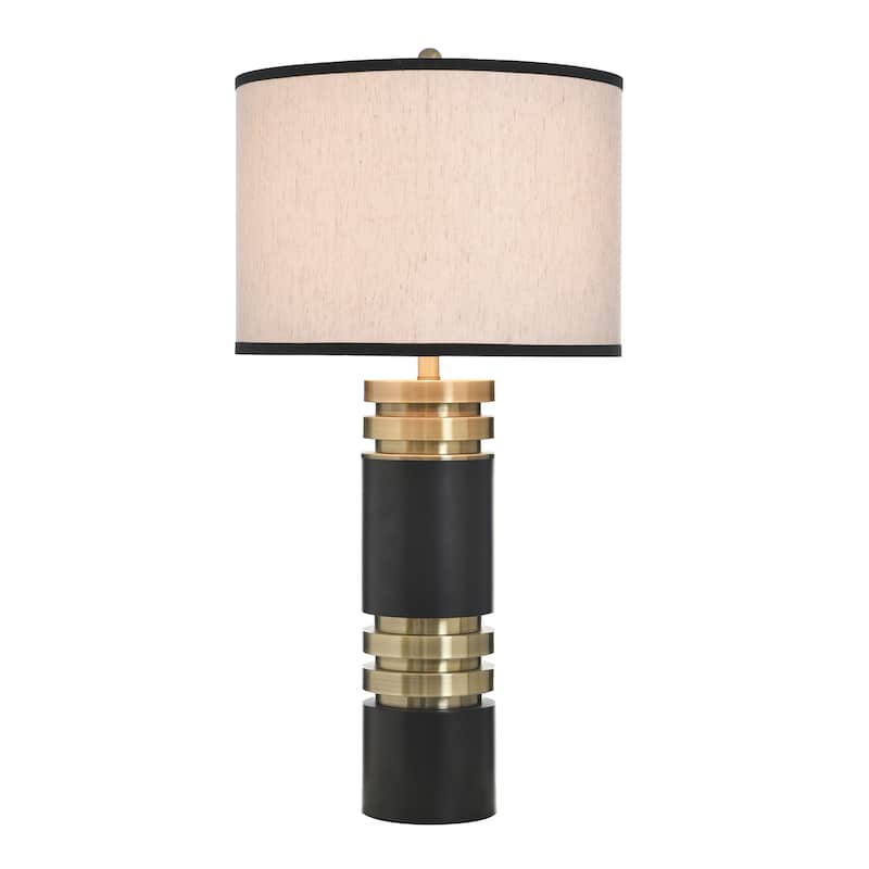 StyleCraft Steel Table Lamp - Drayton Gold - White Fabric