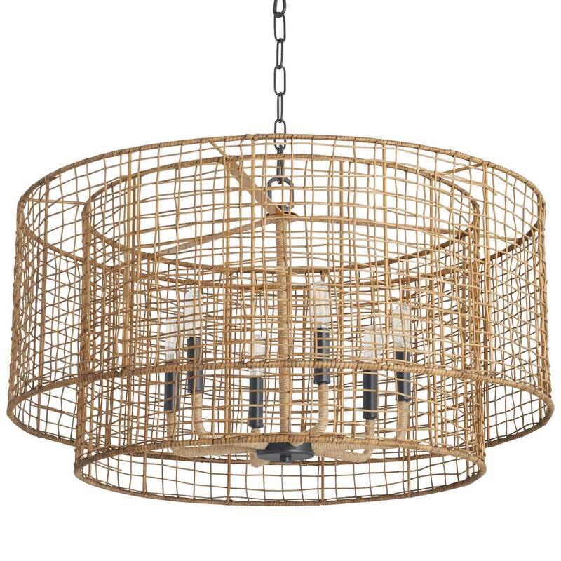 Quorum International 8023-6 Abaca 6 Light 30" Wide Pendant - Matte Black