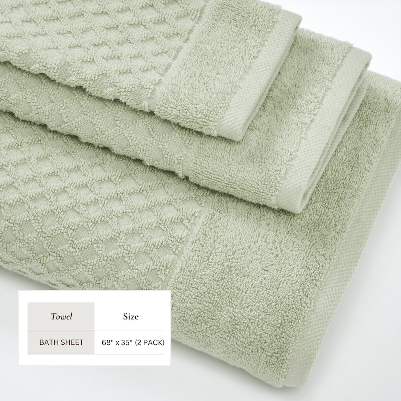 Linery & Co. Cotton Diamond Waffle Texture Bath Towels