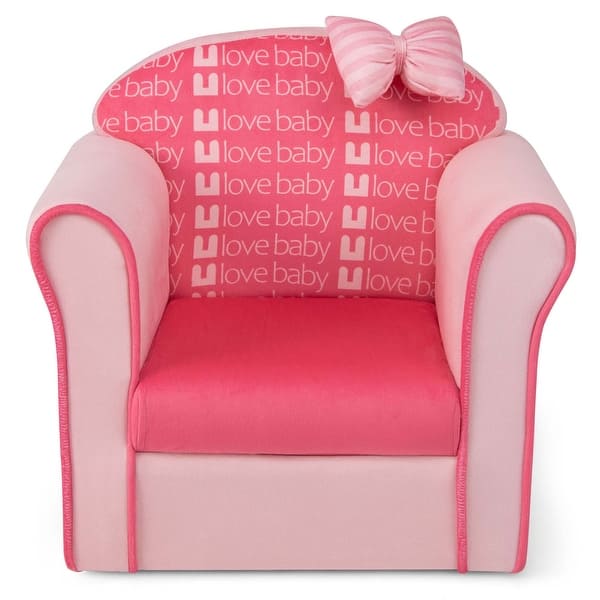 slide 2 of 10, Costway Kids Cute Pink Bow Sofa Children Couch Toddler Upholstered - See Details Pink - See Details