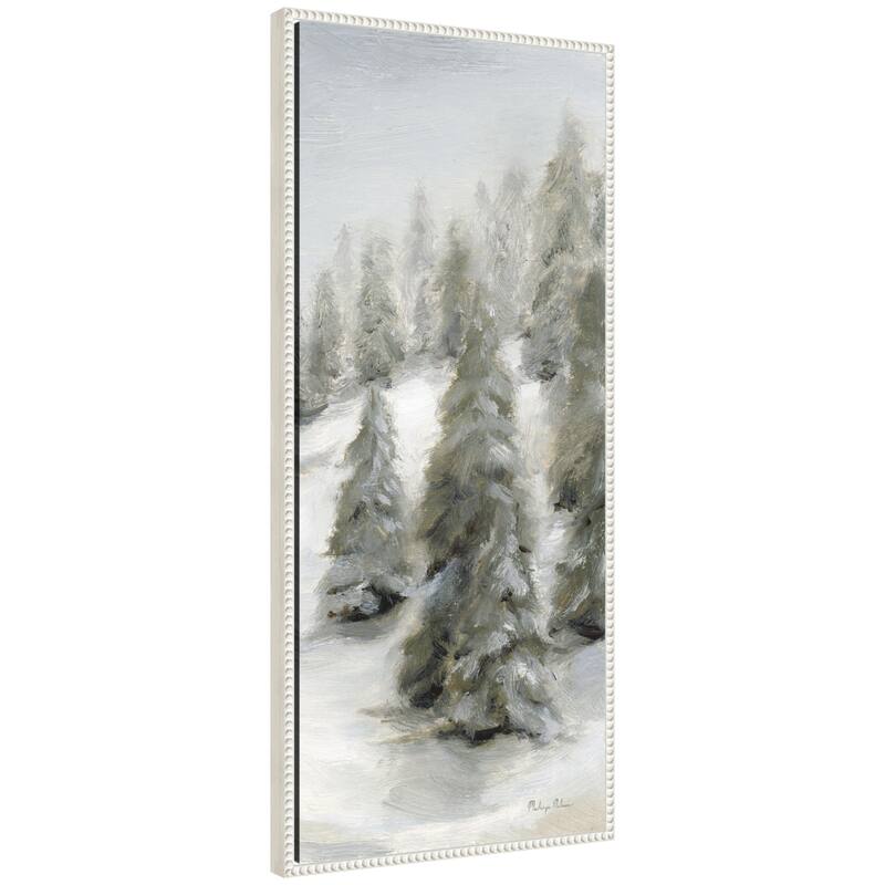Kate and Laurel Sylvie Beaded Evergreen Hills Framed Canvas by Mackenzie Nelson - 18x40 - White