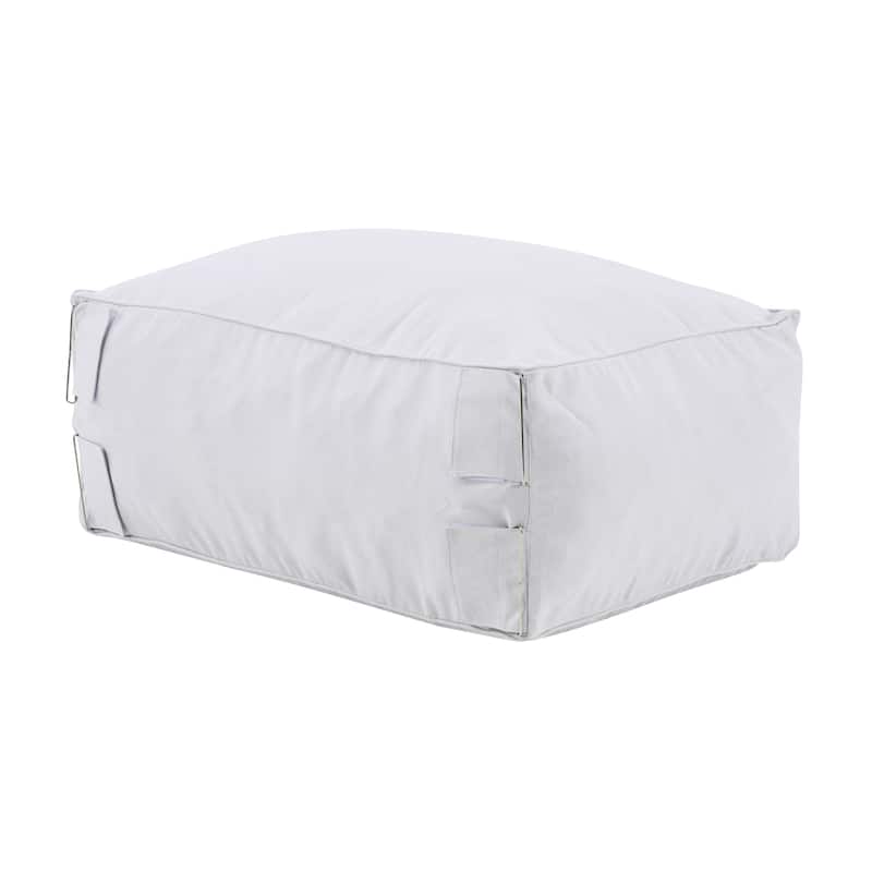 Christopher Knight Home - Nerissa 2-Piece Modular Outdoor/Indoor Bean Bag Sectional Sofa Set with Shredded Foam Filled & Ottoman