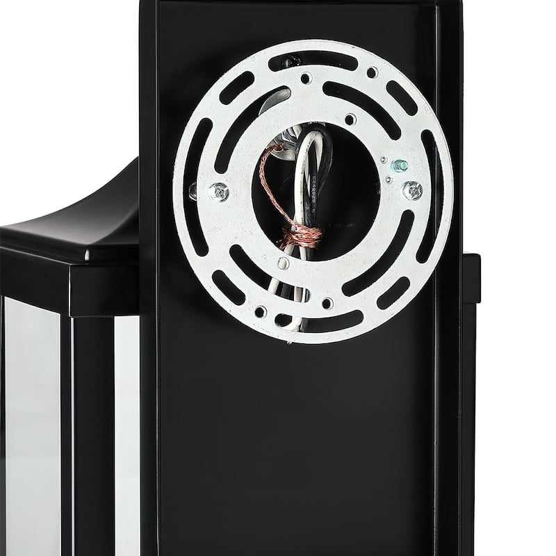 Berto 1-Light 19.3in Black Outdoor Wall Lantern Sconce Light - 19.3 in. H