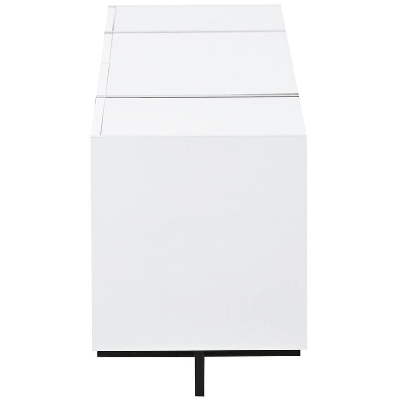 Modern TV Console for TVs Up to 80'', Contemporary Rectangle Design with 3 Cabinets & 2 Drawers, High Gloss Surface