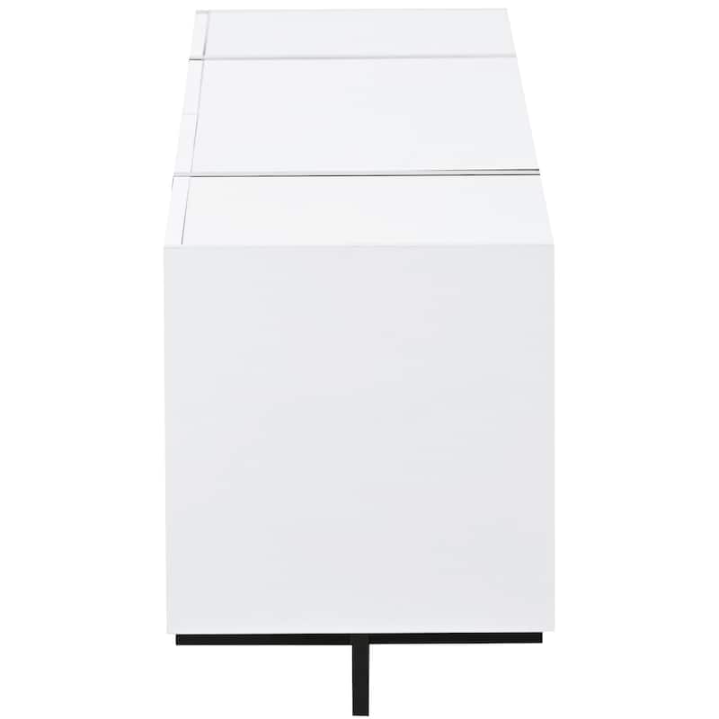 Modern White TV Console Table with High Gloss UV Surface - Fits TVs Up to 80", Ideal for Living Room