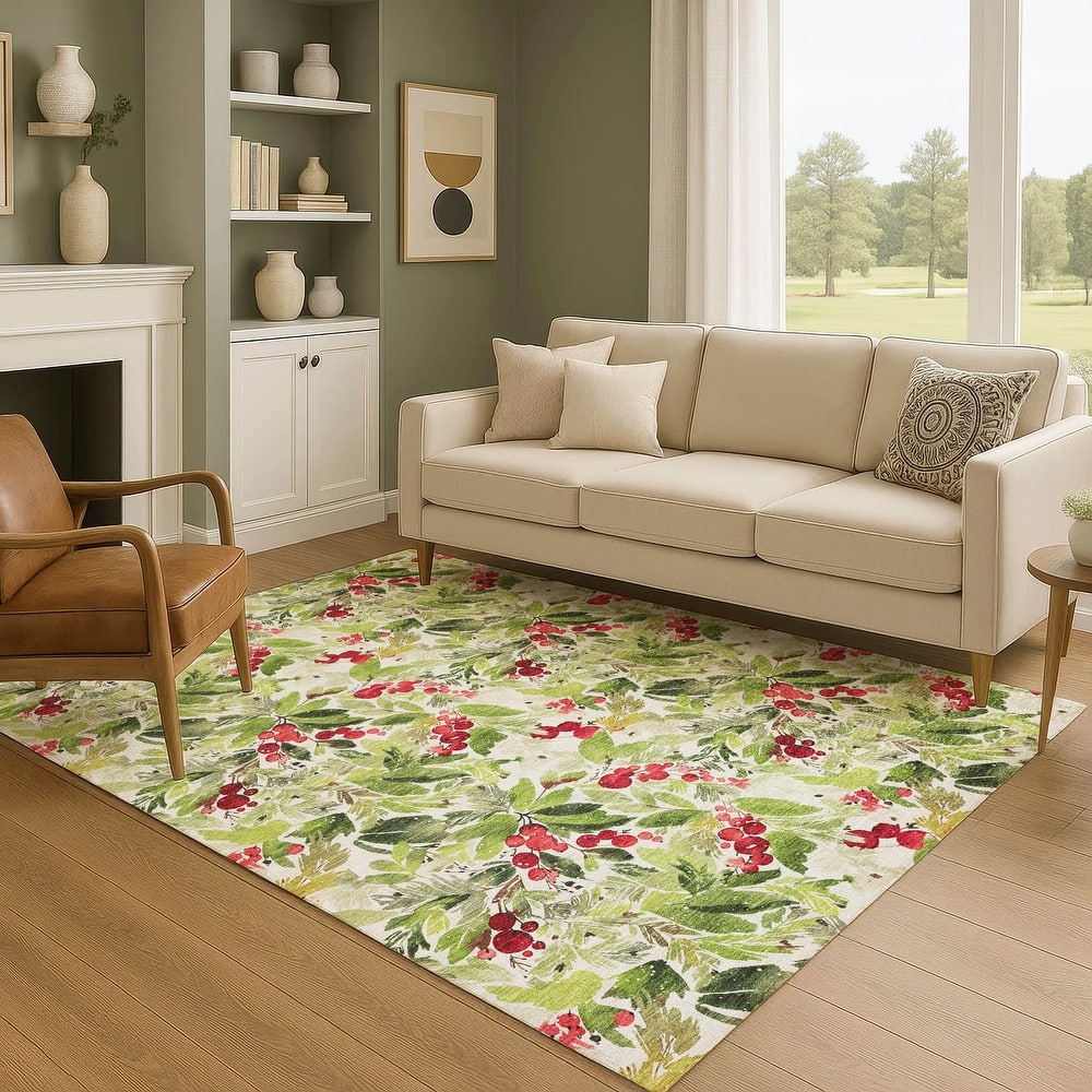 Premium Washable Super Soft Christmas Holly Mayfield Rug