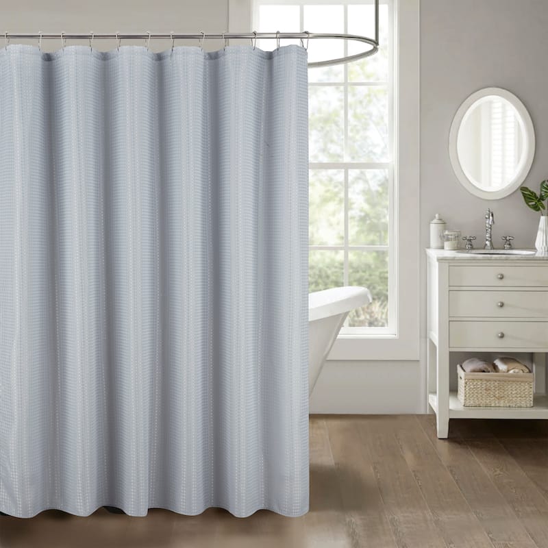 Bento Waffle Jacquard Shower Curtain - Silver