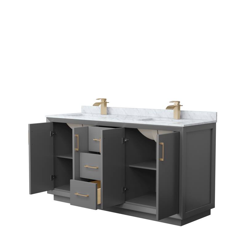 Strada 66-Inch Double Vanity Set, Carrara Marble Top