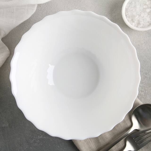 Luminarc Trianon 9.4" White Glass Salad Bowl