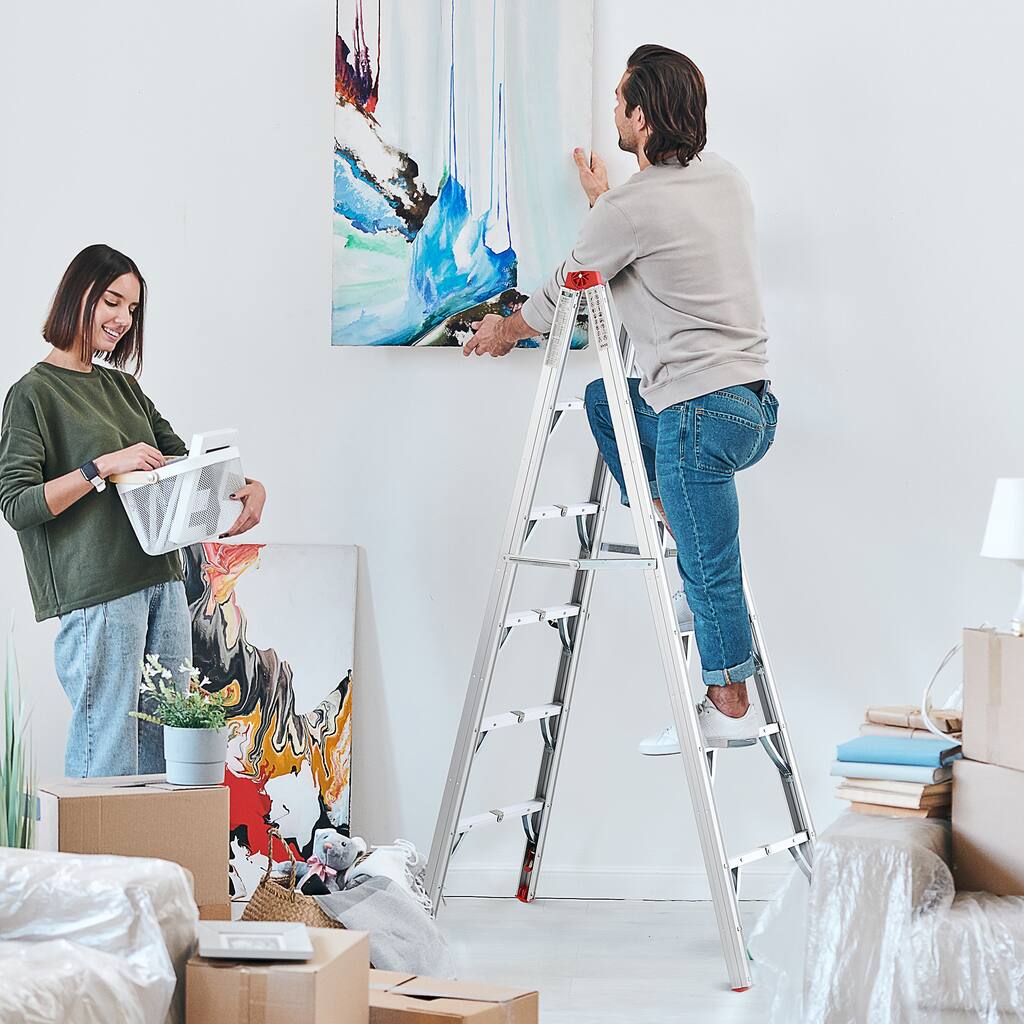 HomCom Multi-Purpose Folding Aluminum Ladder with 5 Platforms, for Indoor & Outdoor Use & a 330lbs Capacity, 73.5" Tall