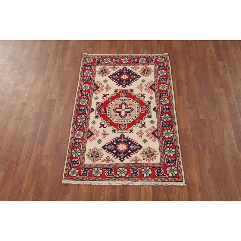 Kazak Oriental Foyer Rug Hand-Knotted Wool Carpet - 2'10" x 4'5"