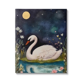 Stupell Sleeping Swan Night Sky Canvas Wall Art Design by The Dutch ...