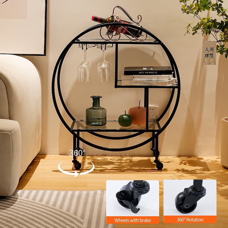 Mobile Bar Cart Drink Cabinet - Sleek and Stylish Home & Food Accessories Display
