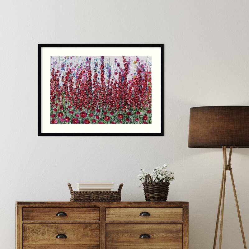 Light Pink Garden by Donatella Marraoni Wood Framed Wall Art Print - Svelte Noir Black
