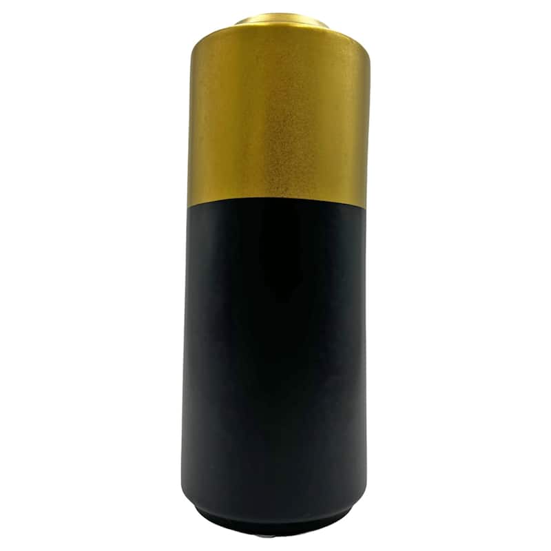 Black and Gold Modern Ceramic Vase - 4.5 x 4.5 x 10.5 in