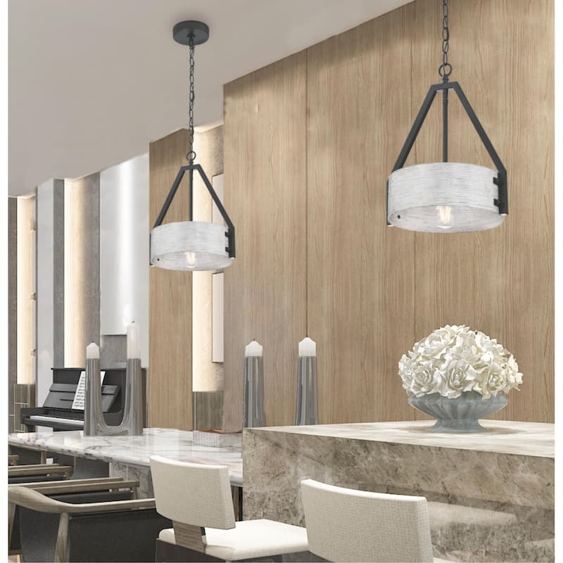 Westinghouse Lighting Callowhill One Light Indoor Pendant, Matte Black and Antique Ash Finish - 1-Light