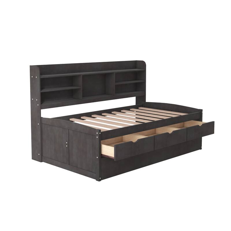 Twin Size Wooden Captain Bed