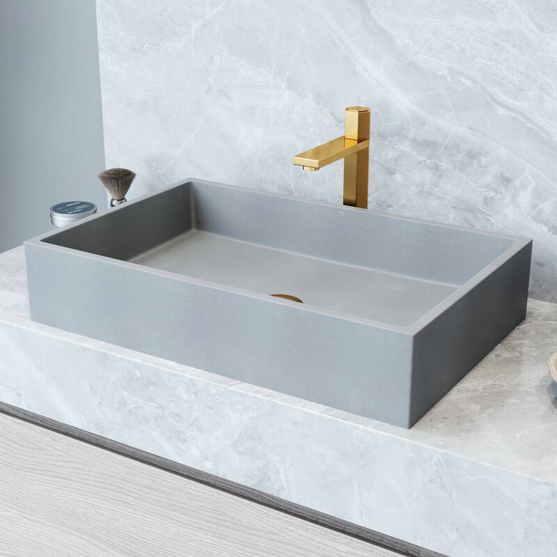 VIGO Orvieto 24"L x 15"W x 5"H Concreto Stone Rectangular Bathroom Vessel Sink - Concreto Stone