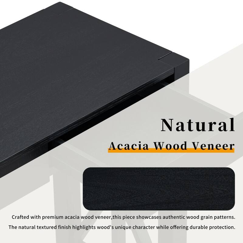 Modern Acacia Wood 60" Console Table with 4 Drawers and Unique X-Design for Entryway or Living Room