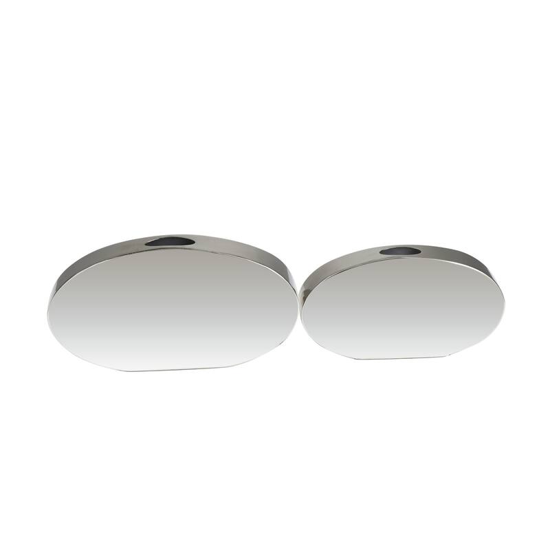 Stainless Steel Metal Decorative Vase with a Sleek Mirror Finish - Set of 2 Silver - Roche River Decor - Silver