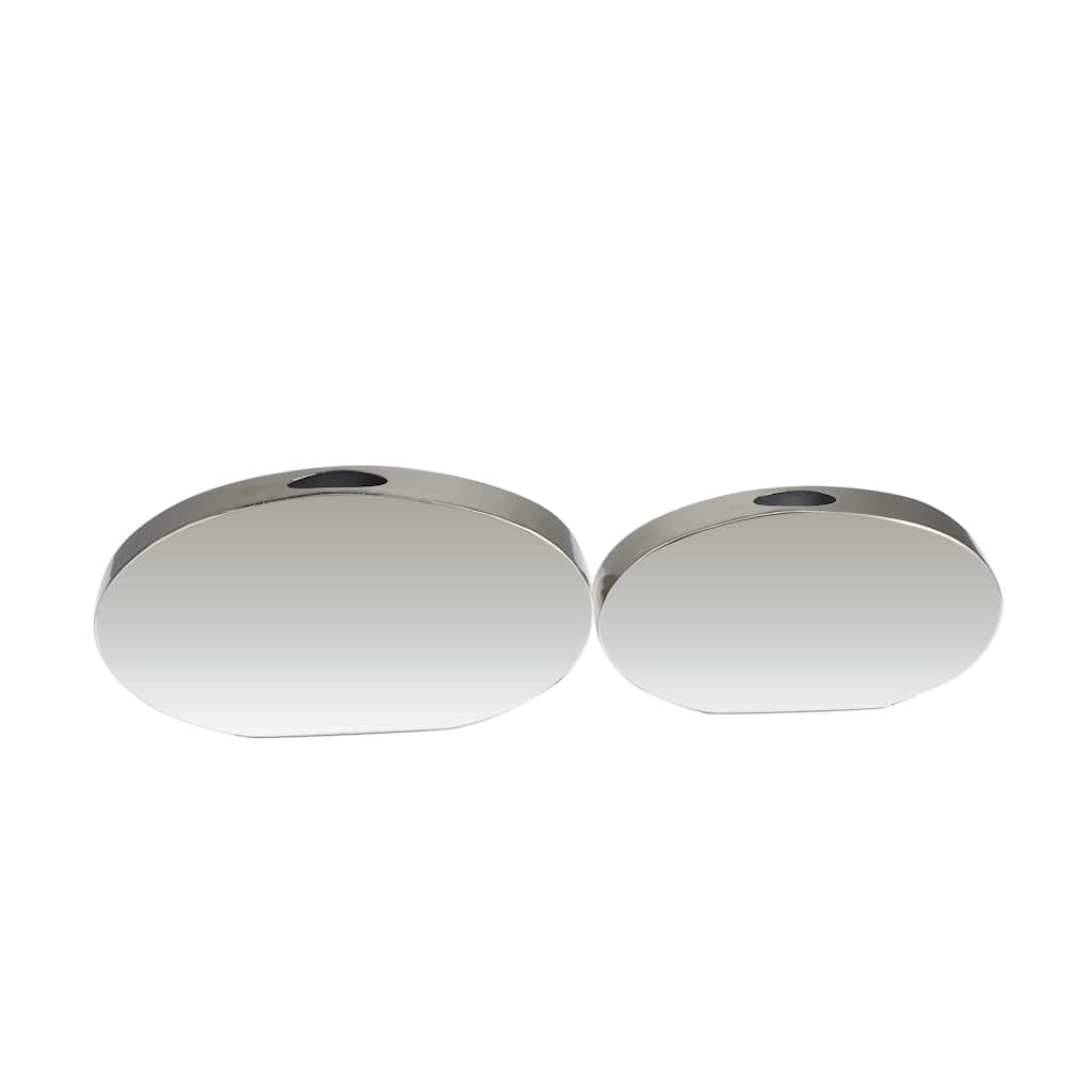 Stainless Steel Metal Decorative Vase with a Sleek Mirror Finish - Set of 2 Silver - Roche River Decor