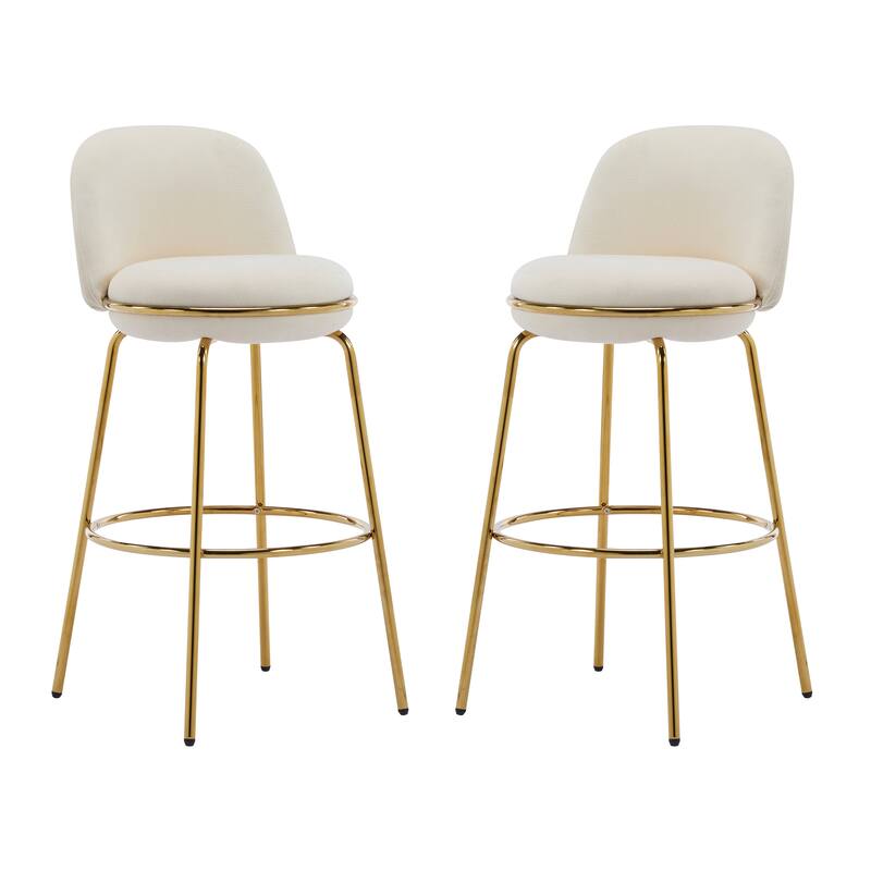 Roomfitters Rio Claro Indoor Metal Upholstered Barstools with Gold Frame, Low Back, Set of 2 - Set of 2