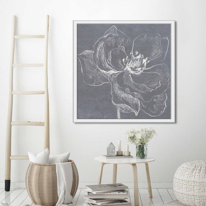 "Neutral Floral Drawing I" Print on Floating Canvas
