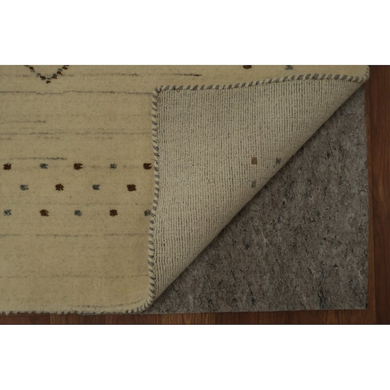 Hand Knotted Oriental 100% Wool Carpet Tribal Animal Pictorial Beige & Ivories Gabbeh Area Rug - 5' 2'' X 3' 3''