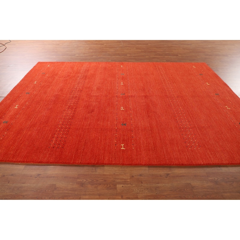 Hand Knotted Oriental 100% Wool Carpet Tribal Tribal Oranges & Rust Gabbeh Area Rug - 9' 9'' X 6' 10''