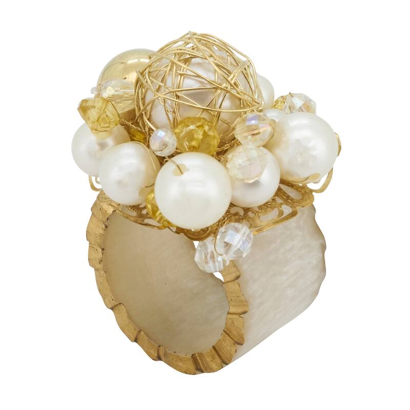 Glitzy Affair Beaded Napkin Ring (Set of 4) - Gold - Set of 4