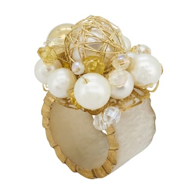 Glitzy Affair Beaded Napkin Ring (Set of 4) - Gold