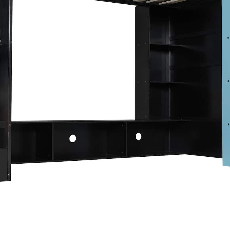 Full Size Gaming Loft Bed Esports-Inspired Bed with Desk Shelves and Charging Station for Gaming Bedroom Setup, Esports Hotels