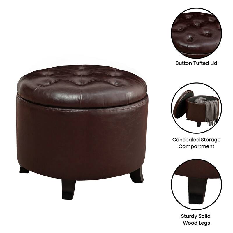 Storage Ottoman - Hidden Storage Box with Upholstered Cushion Seat, Stylish and Functional Living Room Decor