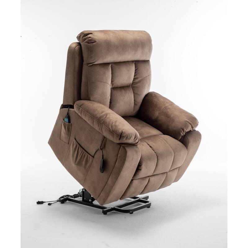 Power Lift Recliner with 8-Point Massage, Lumbar Heat, German OKIN Motor, Stainless Steel Cup Holder, and 10-Minute Setup