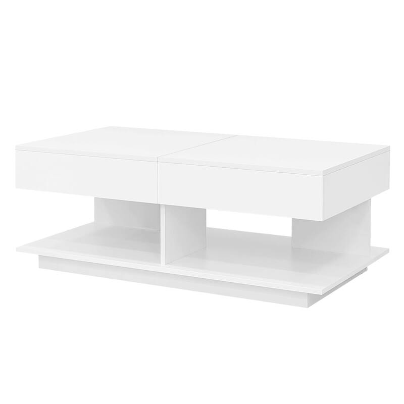 41.3''-76.7'' Extendable Coffee Table, Efficient Central Coffee Table with Multiple Storage Compartments